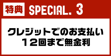 クレジットでのお支払い12回まで無金利
